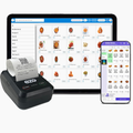 EZO 58mm (2 Inch) Direct Thermal Billing Printer Bundle with 1 Year Free Software Subscription, USB & Bluetooth Connectivity, Rechargeable Battery (Includes 5 Paper Rolls & QR Review Standy / Black)