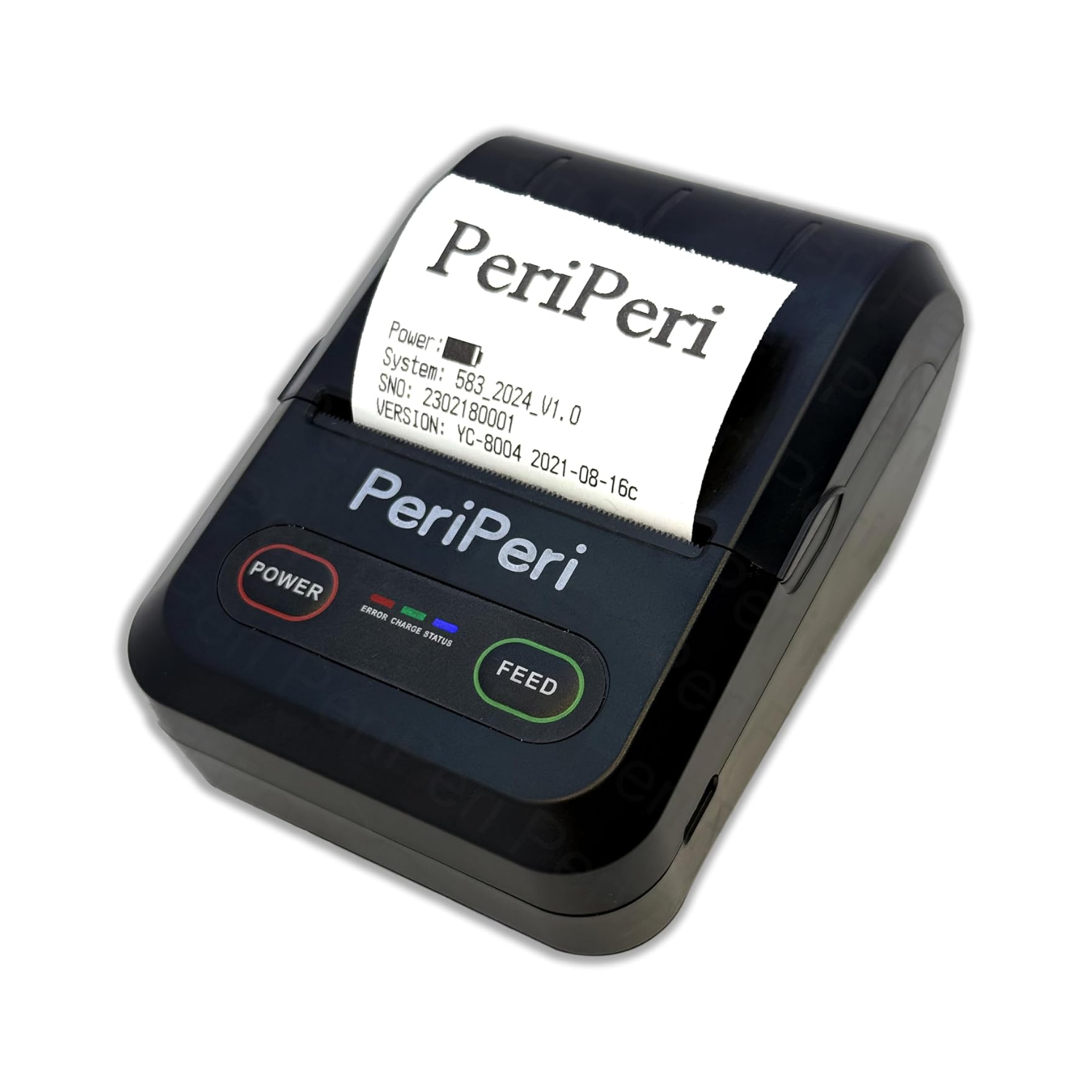 PeriPeri POS58 2Inch Bluetooth Receipt Printer (Inbuilt 2000 mAh Rechargeable Battery / Inbuilt Beeper / Compatible with Android, iOS & Windows / Black Mobile Thermal Printer / 1 Year Warranty)