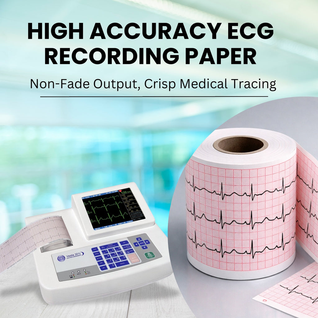ECG Paper Roll 3 Inch 80mm x 20m | Thermal ECG Roll for 3 Channel ECG Machine | BPL, Contec, RMS Compatible