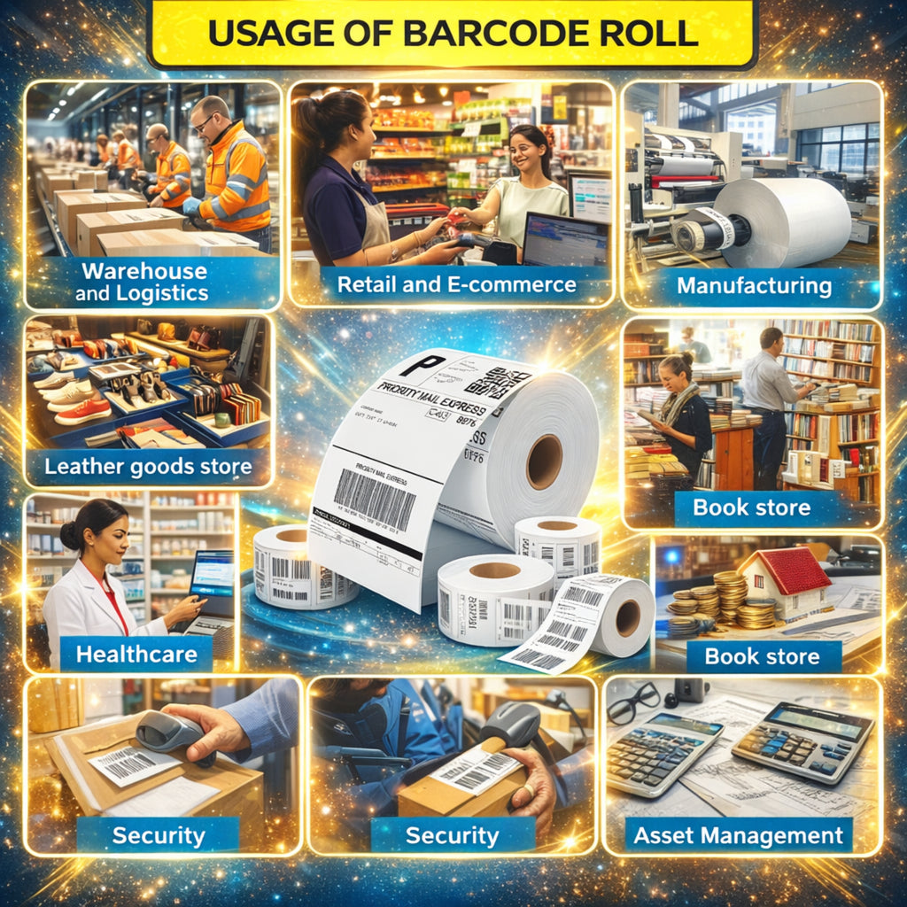 100x125mm Direct Thermal Barcode Label Roll | 1000 Labels Per Roll | 1 Up DT Sticker | Self Adhesive Shipping, Logistics & POS Labels