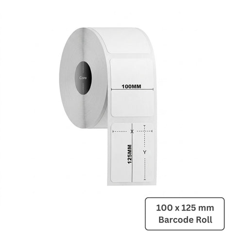 100x125mm Direct Thermal Barcode Label Roll | 1000 Labels Per Roll | 1 Up DT Sticker | Self Adhesive Shipping, Logistics & POS Labels