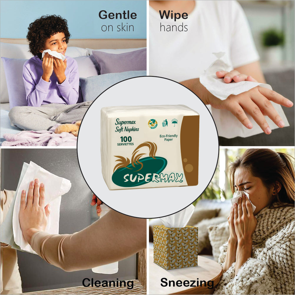 SUPERMAX 1 Ply soft Face Tissue - (60 Each, Pack of 10)